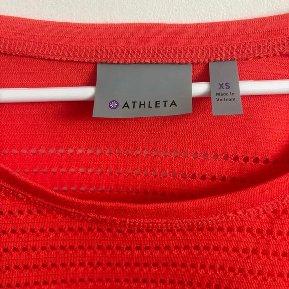Athleta Orange Limitless Mesh Crew thumb holes Pullover Workout Cover  Sz XS - Picture 5 of 5